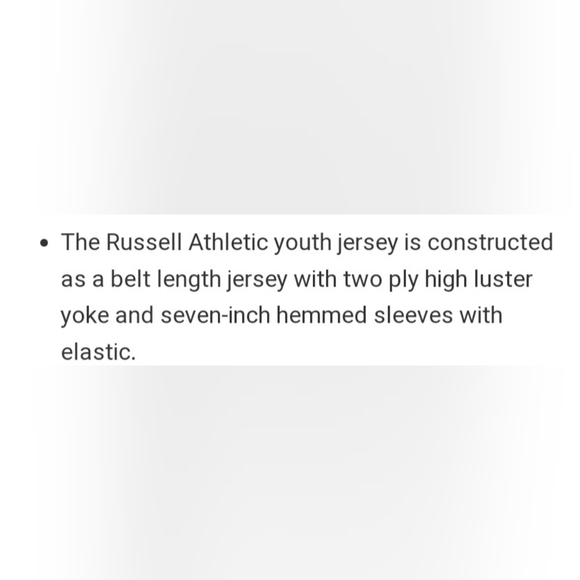NWOT Russell Authentic Youth Belt Length Football Jersey with Elastic Sleeves - Picture 8 of 9
